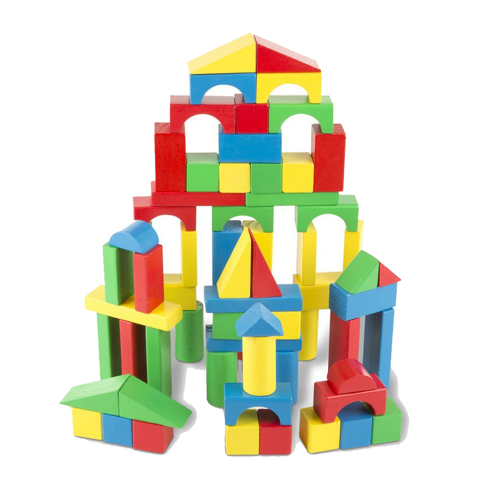 Melissa & Doug 100 Piece Small Multi-Color Wooden Building Blocks Set -  Happy Little Tadpole