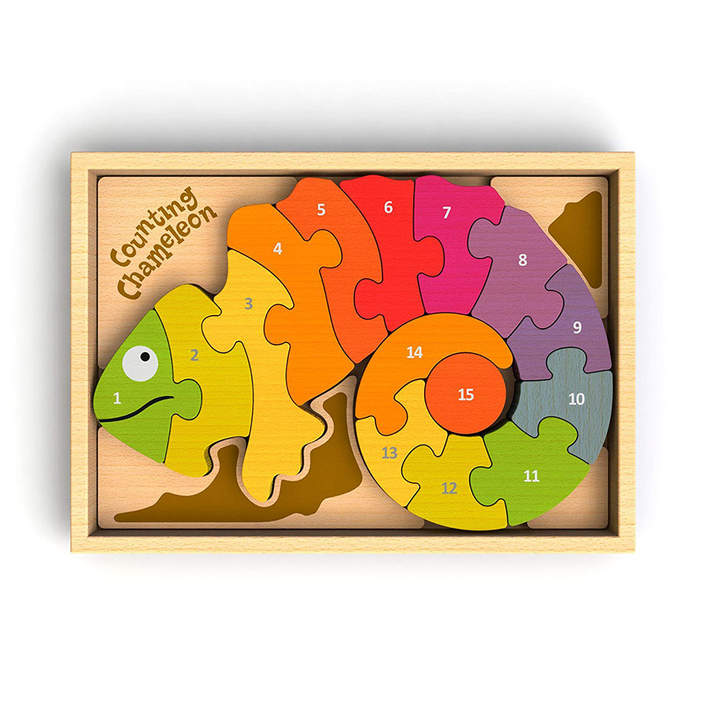 Begin Again Wooden Counting Chameleon Puzzle