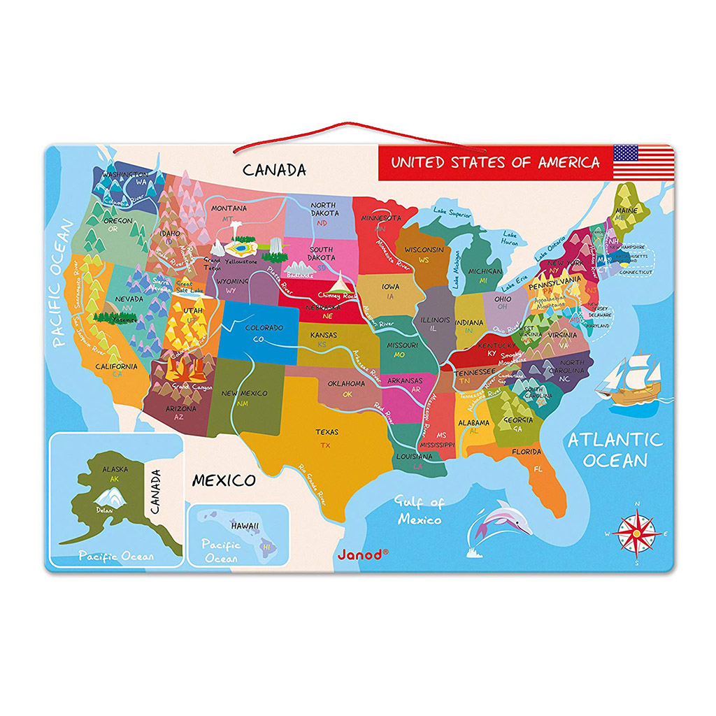 Janod Magnetic USA Map Puzzle