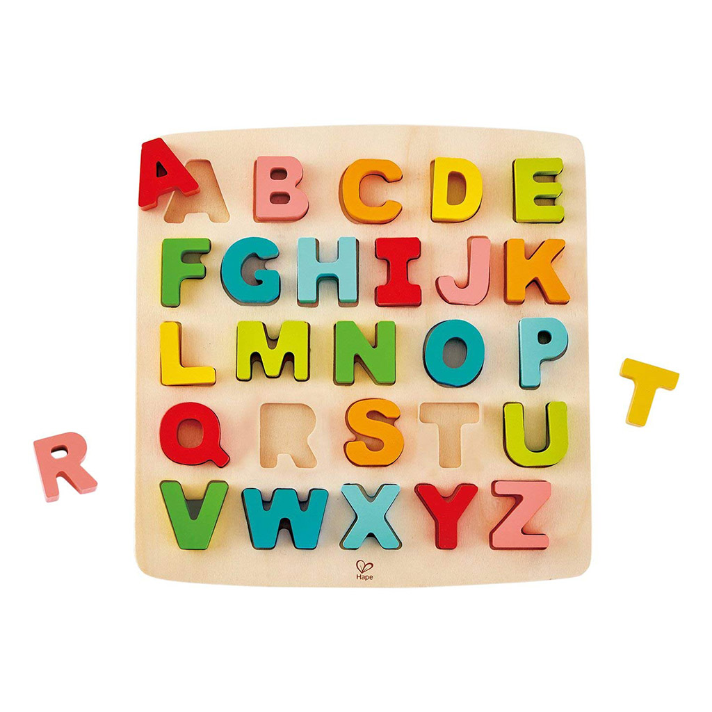 Hape Wooden Alphabet Puzzle for Toddlers - Happy Little Tadpole