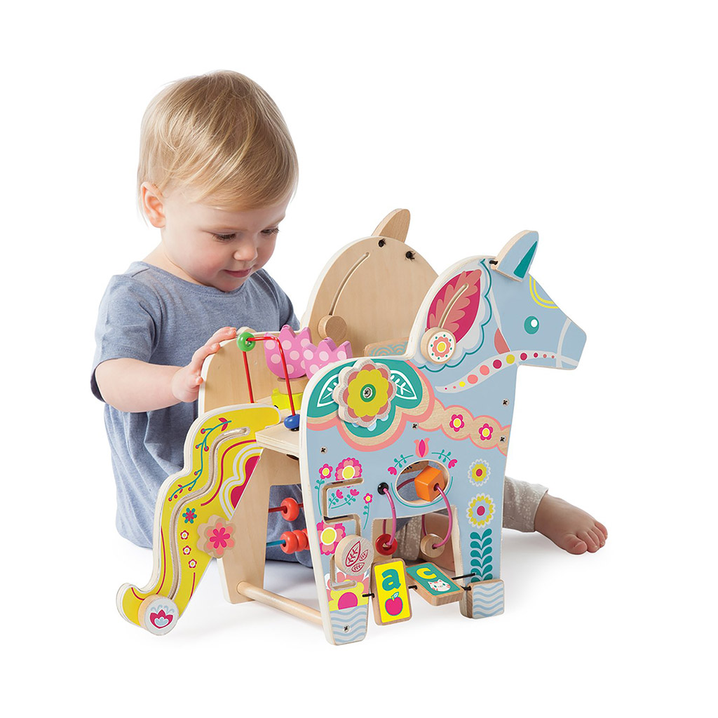 wooden activity center for toddlers