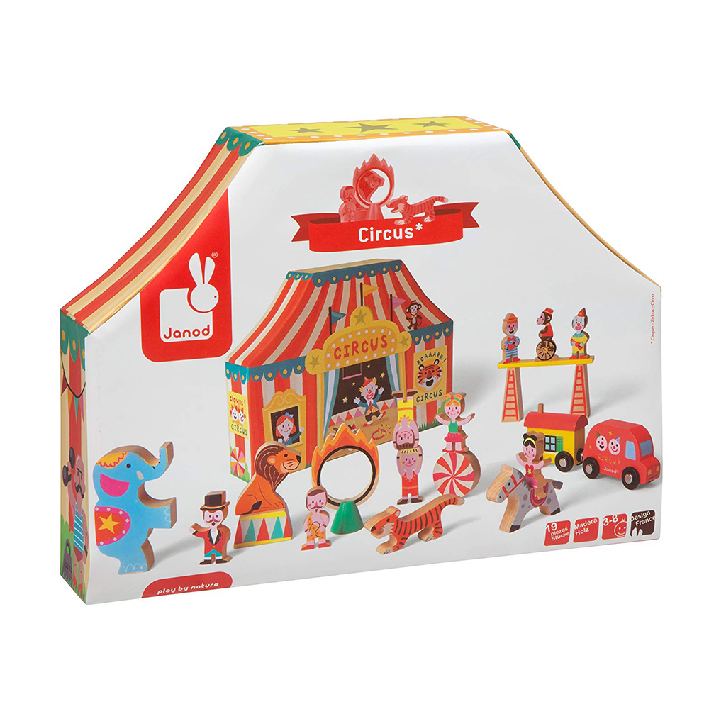 wooden circus playset for kids