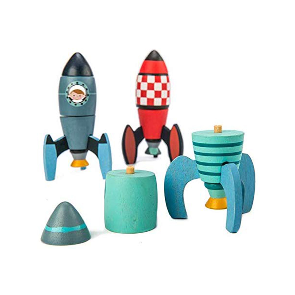 Wooden rocket toy set